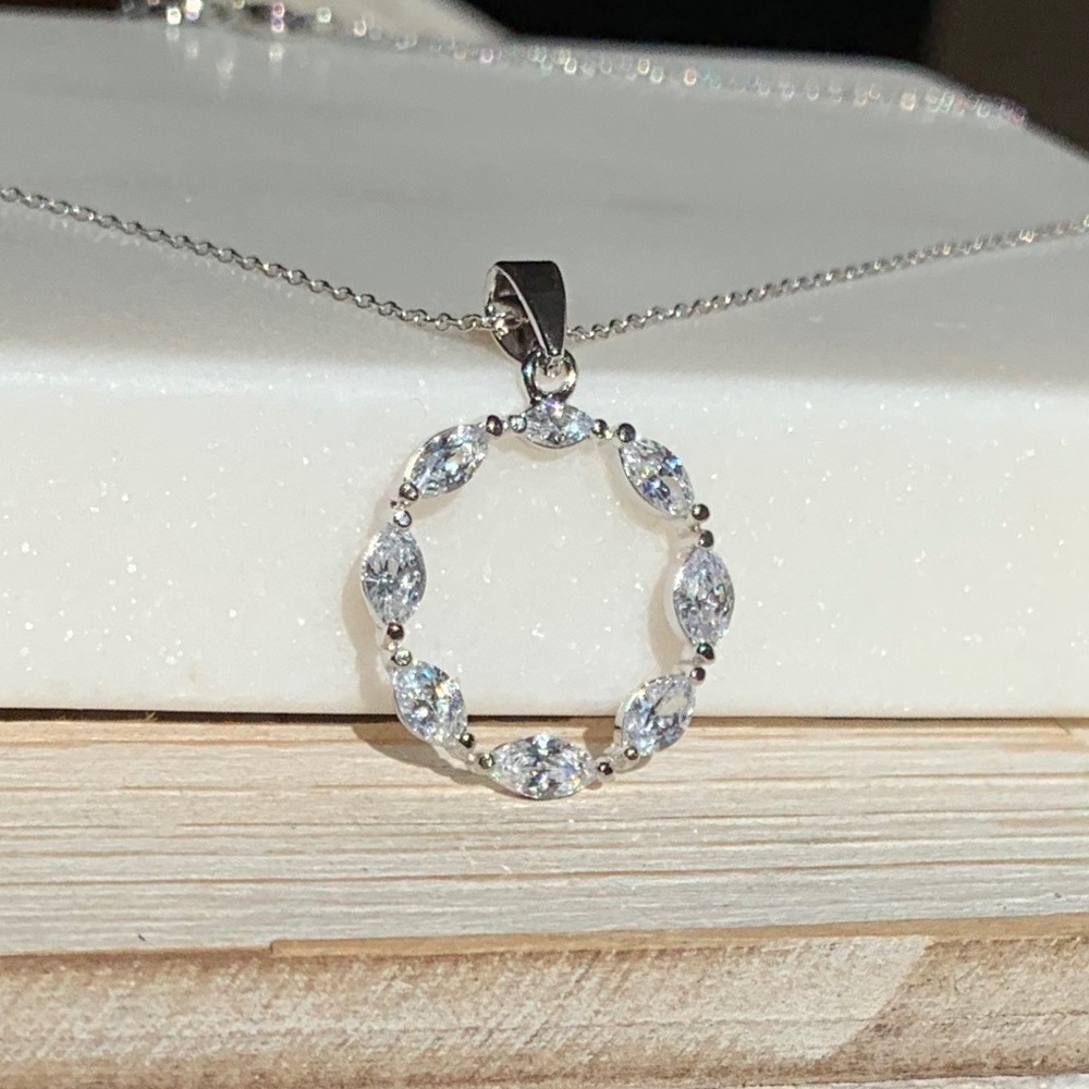 Sterling Silver Marquis CZ Circle